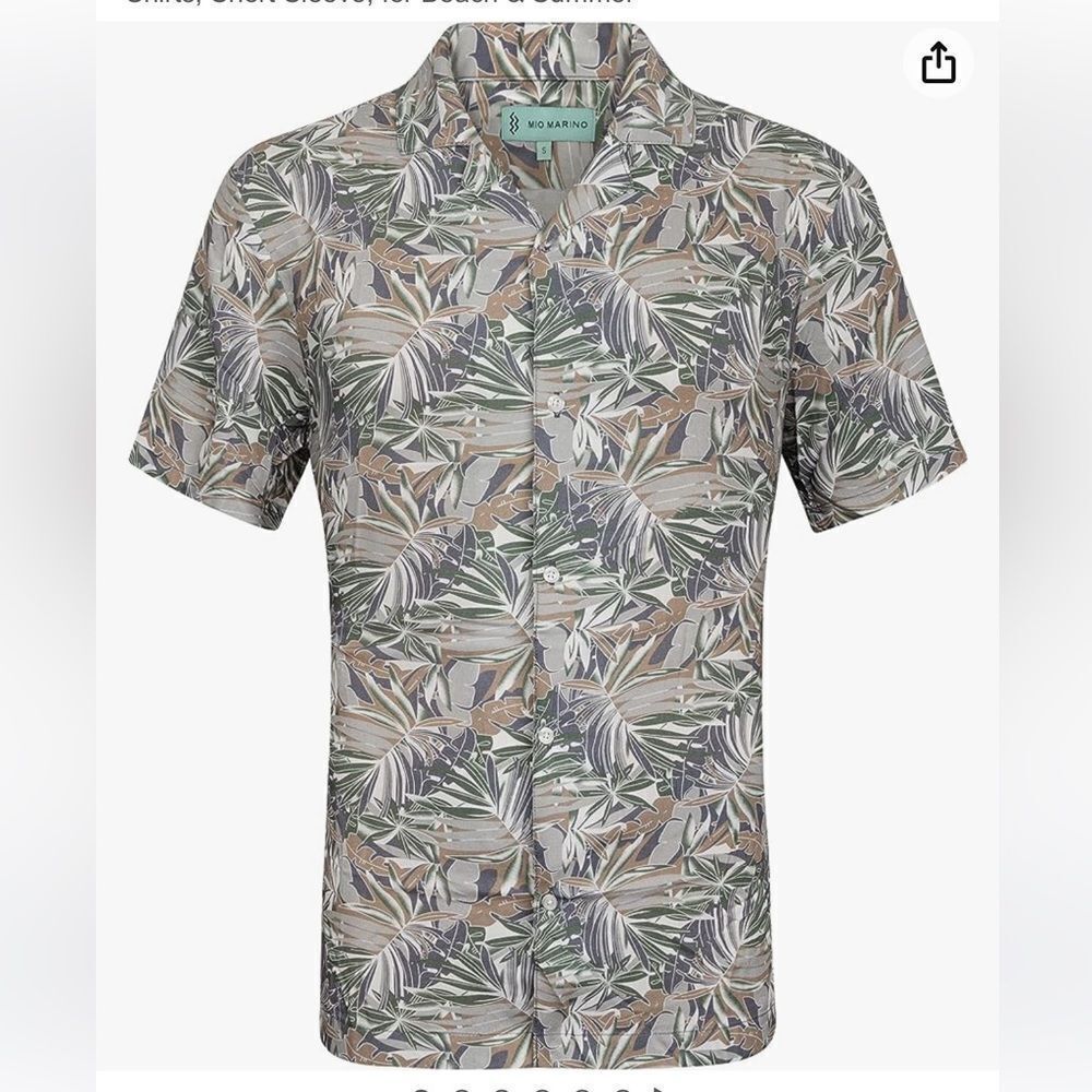 Mio Marino Men's Hawaiian Men's Casual Button-Down Shirts Speckled‎ Sahara L Nwt